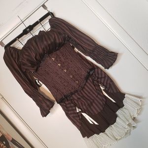 3 Piece Brown Corset Costume